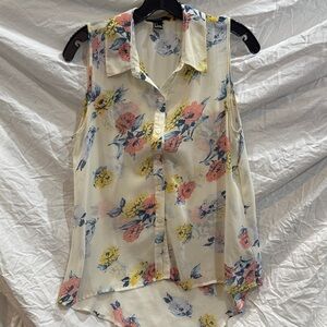 Forever 21 Floral Sheer Sleeveless Blouse